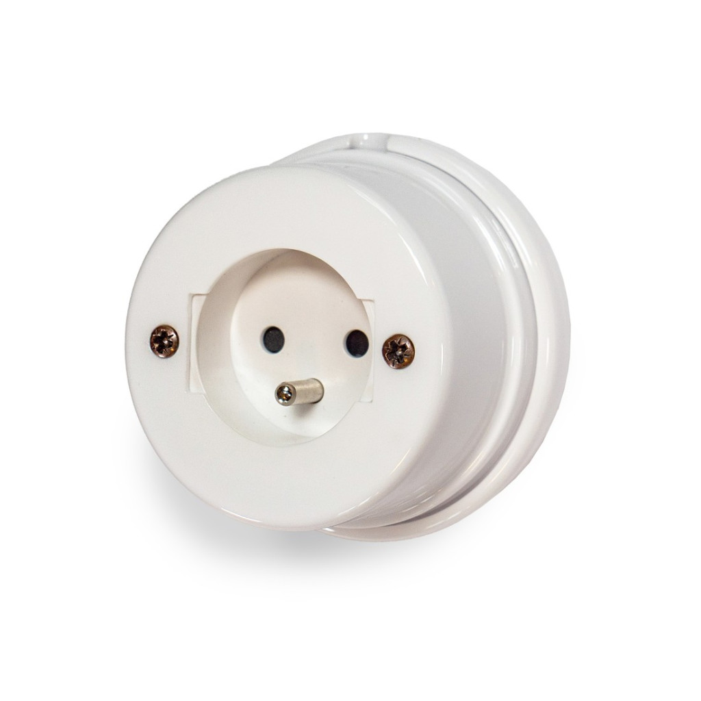 Porcelain 2 Pin French Wall Socket ø90mm