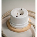 Toma de pared de porcelana tipo francesa, base de madera ø110 mm