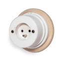 Toma de pared de porcelana tipo francesa, base de madera ø110 mm