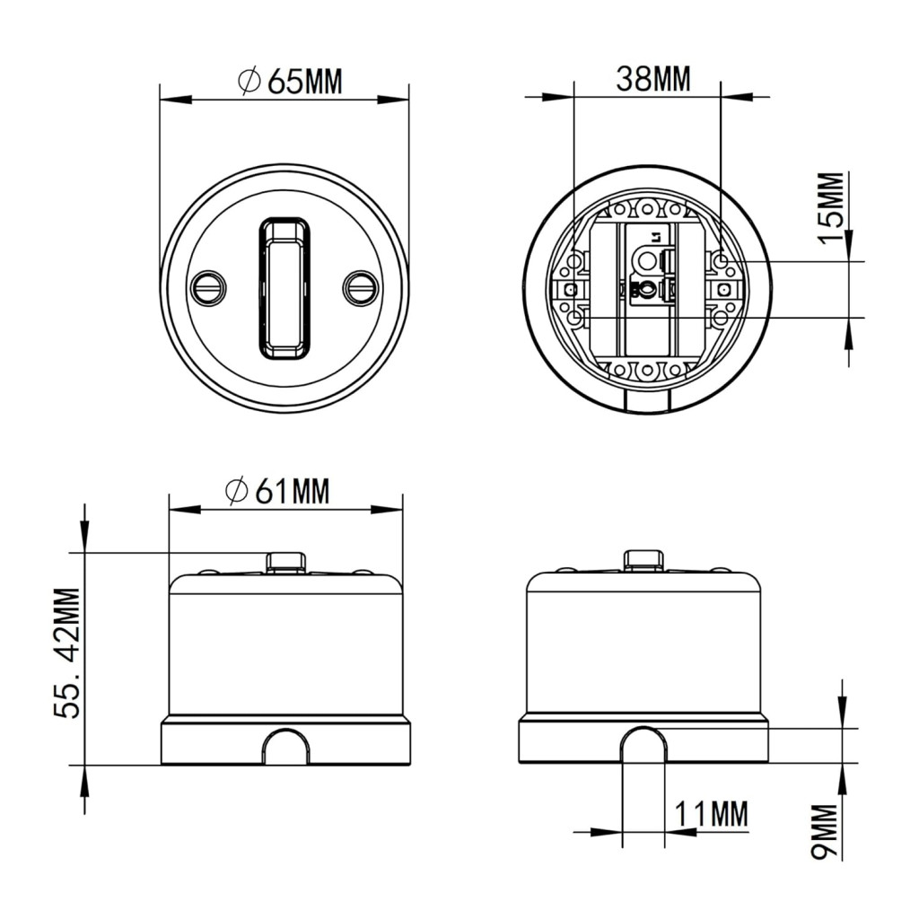 White Single Porcelain Switch ø65mm - LaMorell LightDesign