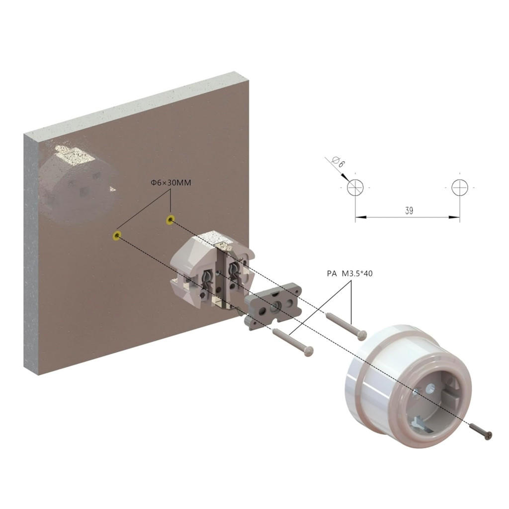 French Porcelain 2 Pin Wall Socket - vintage style electrical systems