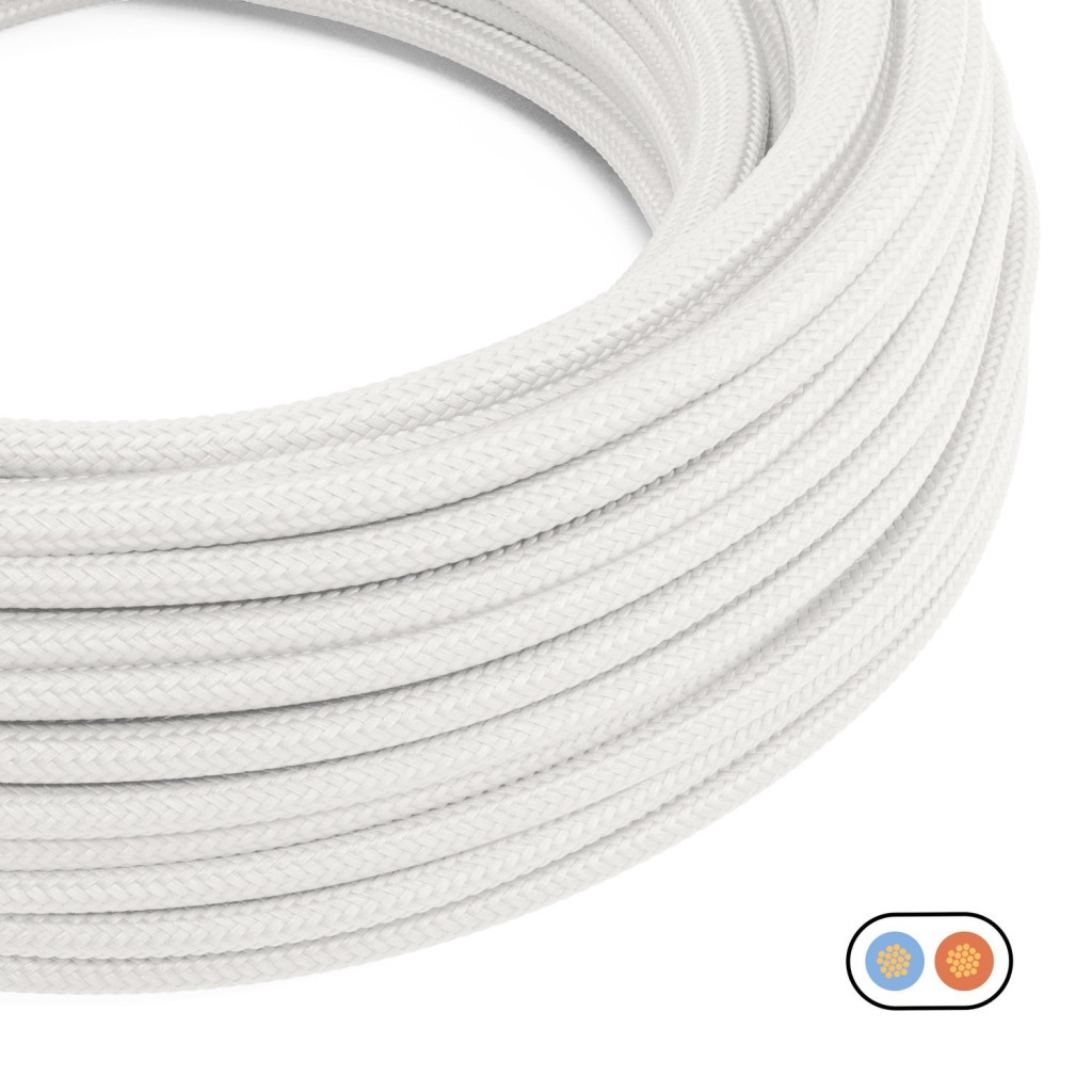 Câble électrique plat recouvert de tissu coloré Blanc LM01