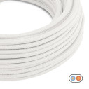 Câble électrique plat recouvert de tissu coloré Blanc LM01