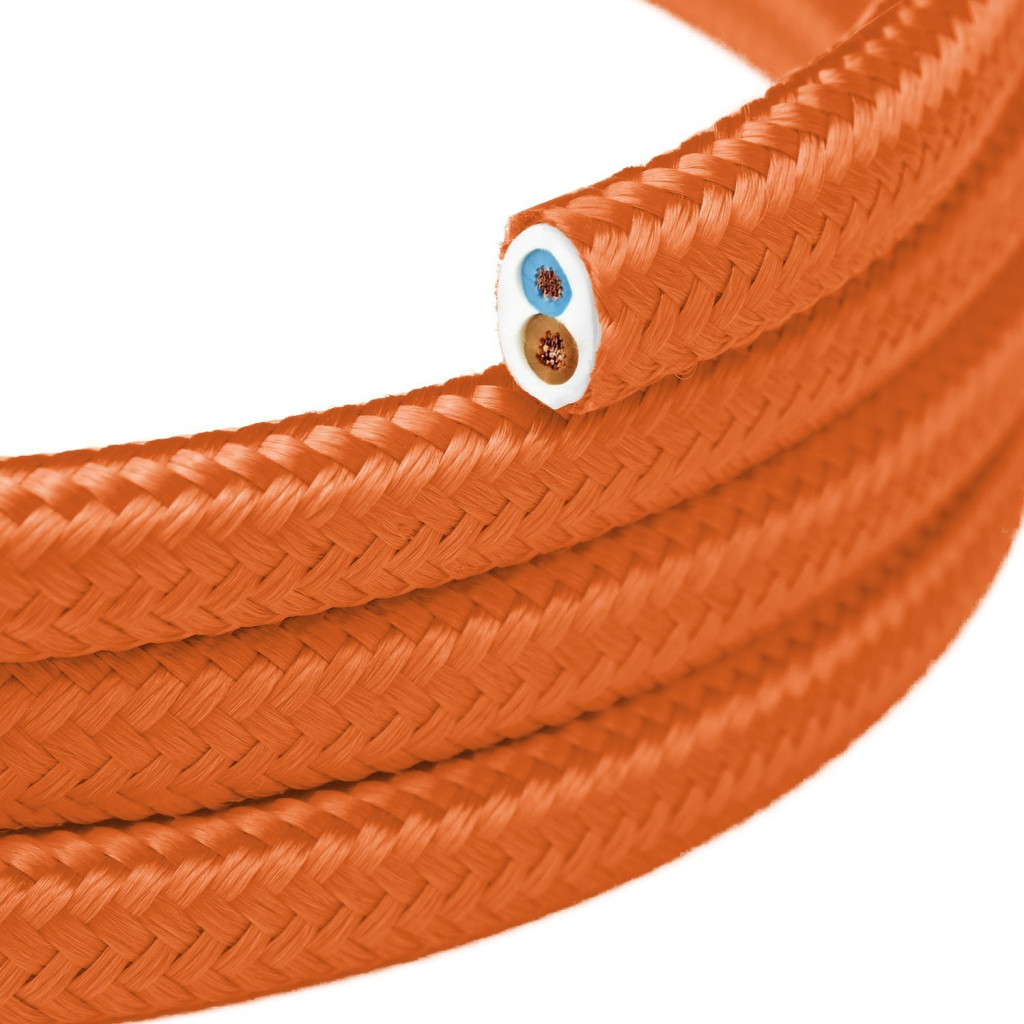 Cable eléctrico plano revestido en tejido Naranja LM03