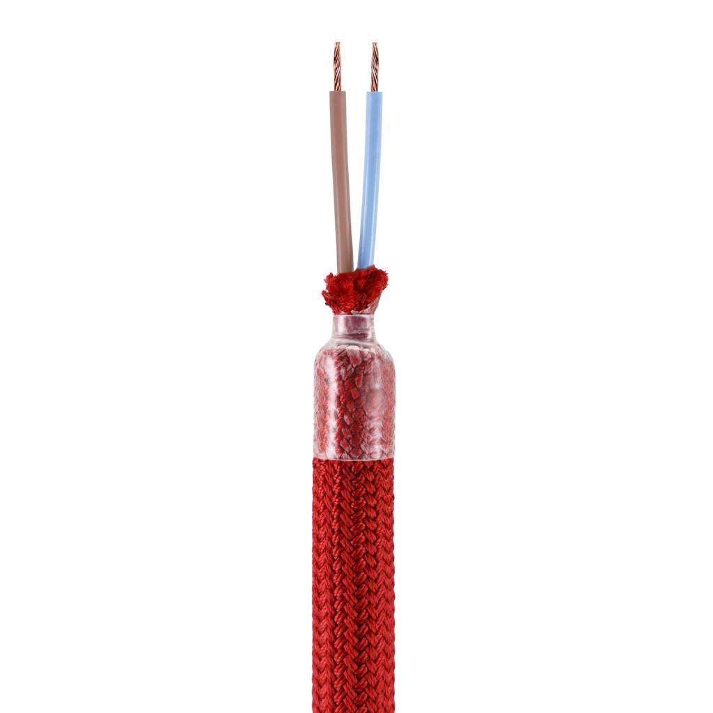 Flexible hose covered in LM05 red fabric