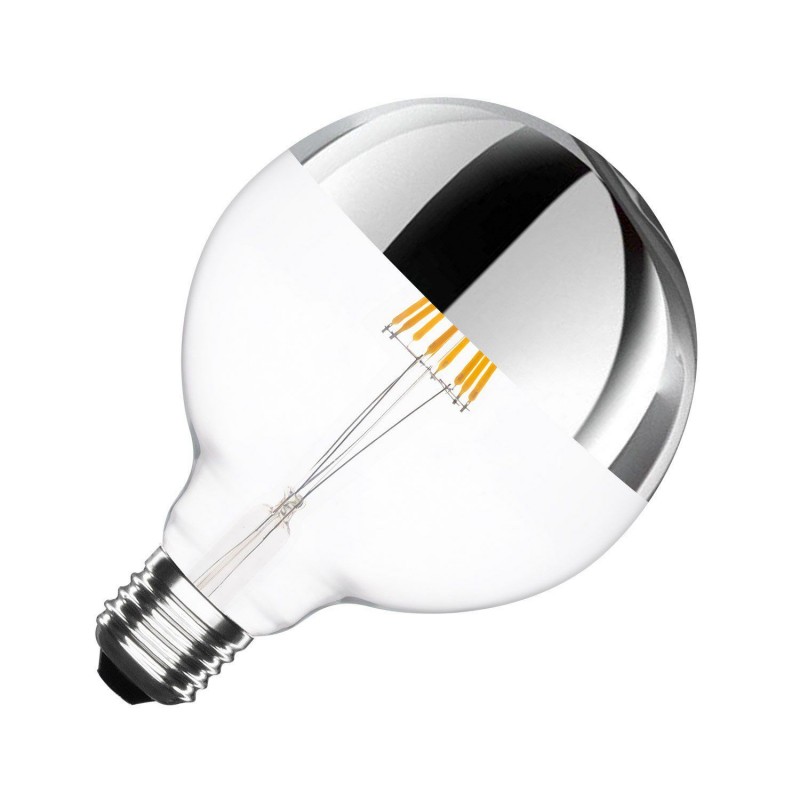 LAMPADA A LED GLOBO CON CUPOLA COLORATA ARGENTO - E27 LAMPADA A LED GLOBO CON CUPOLA COLORATA ARGENTO - E27