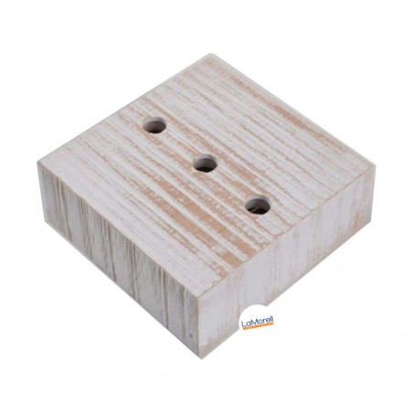 Rosone In Legno Bianco Quadrato 3 Uscite 100x100mm