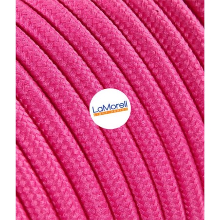 Câble électrique rond revêtu de tissu coloré Fuchsia LM04