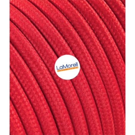 Câble électrique rond revêtu de tissu coloré Rouge LM05
