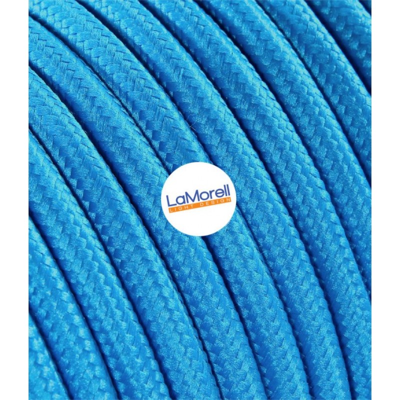 ROUND ELECTRIC CABLE COVERED COLOUR FABRIC TURQUOISE LM07 ROUND ELECTRIC CABLE COVERED COLOUR FABRIC TURQUOISE LM07