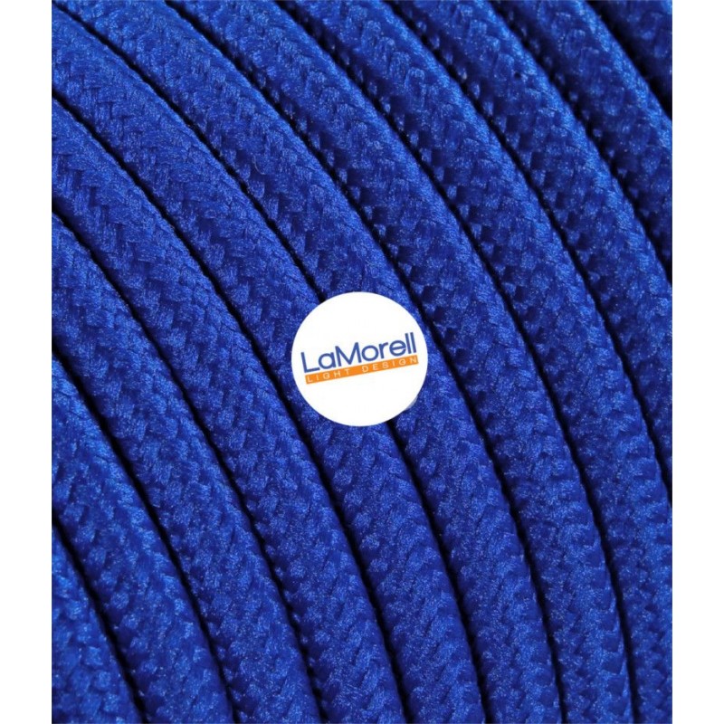ROUND ELECTRIC CABLE COVERED COLOUR FABRIC BLUE LM08 ROUND ELECTRIC CABLE COVERED COLOUR FABRIC BLUE LM08