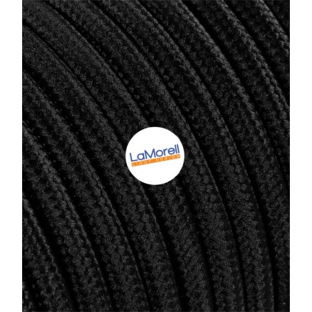 Câble électrique rond recouvert de tissu coloré noir LM10