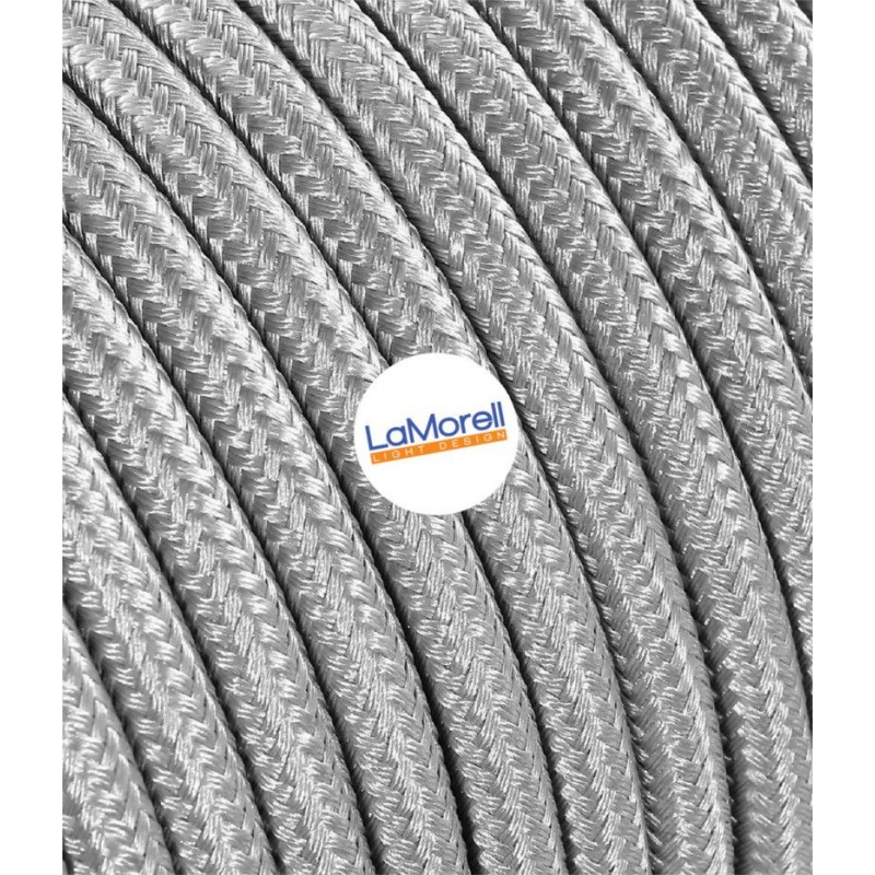 ROUND ELECTRIC CABLE COVERED COLOUR FABRIC SILVER LM13 ROUND ELECTRIC CABLE COVERED COLOUR FABRIC SILVER LM13