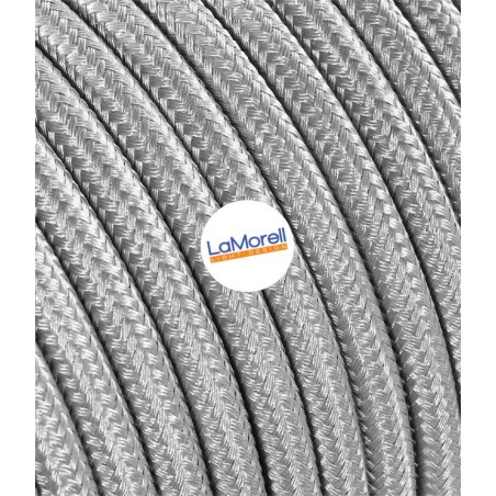 Cable eléctrico redondo recubierto de tela Plata LM13