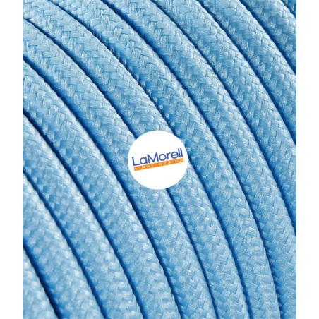 Cable eléctrico redondo recubierto de tela azul claro LM15