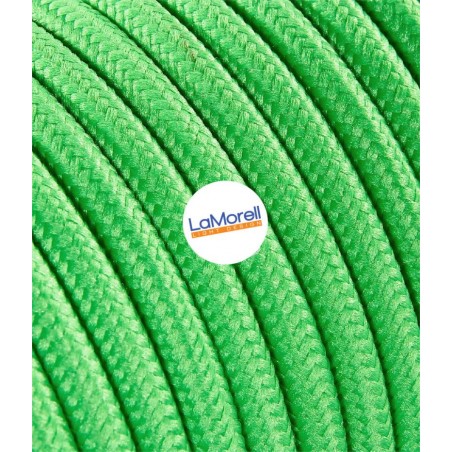 Câble électrique rond revêtu de tissu coloré Vert kiwi LM16