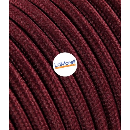Câble électrique rond revêtu de tissu coloré Bordeaux LM17