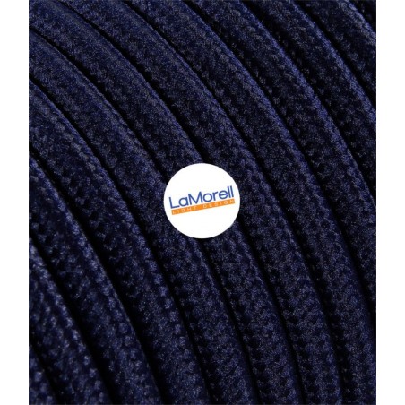 Câble électrique rond revêtu de tissu coloré Bleu abysse LM19