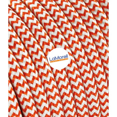 Textile round electric cable - White/Orange LM26