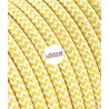 Câble électrique rond revêtu de tissu coloré Blanc/Jaune LM29