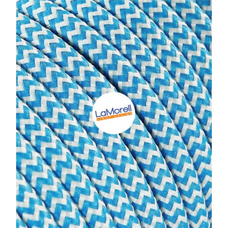 Cable eléctrico redondo recubierto de tela blanca/turquesa LM30