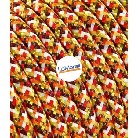 Cable eléctrico redondo revestido en tejido Pixel de color Naranja
