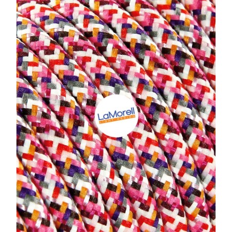 Câble électrique rond revêtu de tissu Pixel de couleur Fuchsia PX02