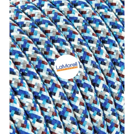 Câble électrique rond revêtu de tissu Pixel de couleur Turquoise PX04