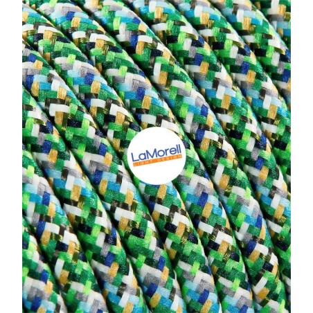 Câble électrique rond revêtu de tissu Pixel de couleur Verte PX05