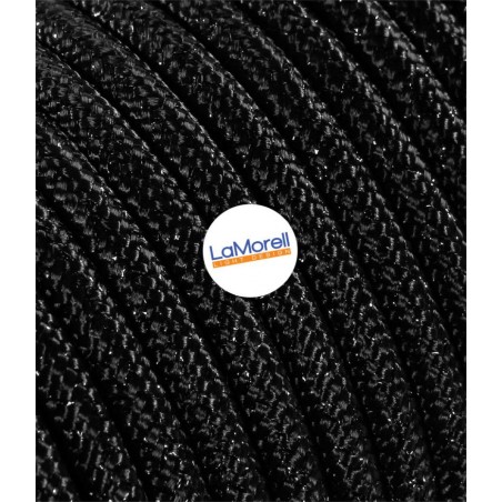 Cable eléctrico redondo recubierto de tela Lamè Negro LM42