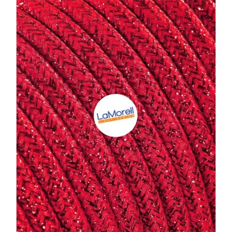 Cavo elettrico rotondo rivestito in tessuto Lamè Rosso LM43