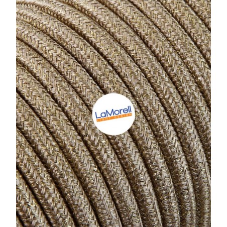 Câble électrique rond revêtu de tissu coloré Or lamé LM62