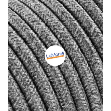 Câble électrique rond revêtu de tissu coloré Canvas Gris LM22