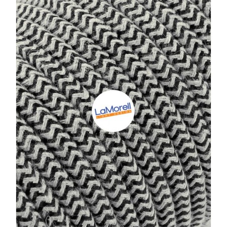 Cable eléctrico redondo recubierto de algodón Arena/Negro LM69