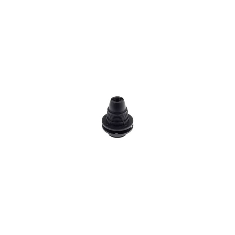 E14 black threaded thermoplastic lamp holder with double ferrule