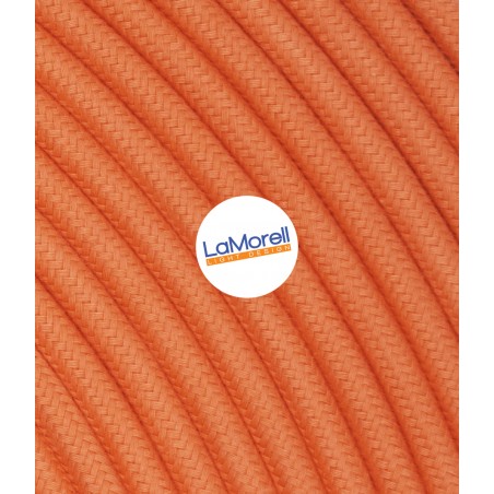 Câble électrique rond recouvert de tissu coloré Orange Mandarine