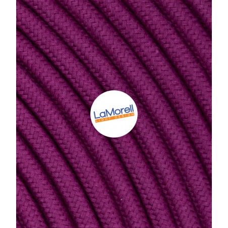 Câble électrique rond recouvert de tissu coloré Cyclamen