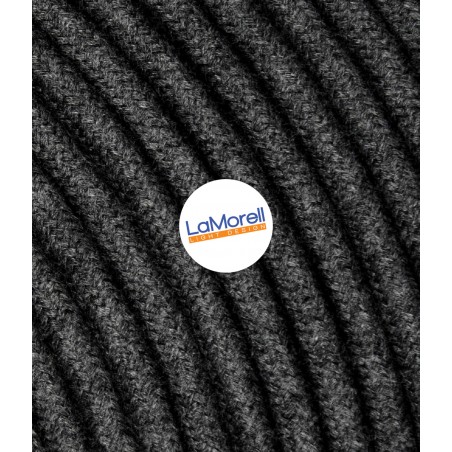 Cable eléctrico redondo recubierto de algodón Gris Carbón LM109