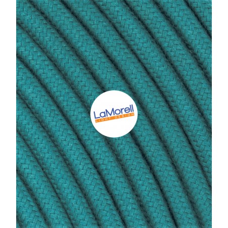 Câble électrique rond recouvert de tissu couleur Bleu Canard