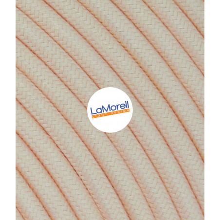 Câble électrique rond recouvert de tissu couleur Pêche