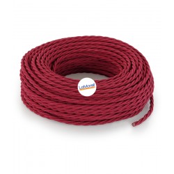 Twisted electric cable wrapped in cherry cotton