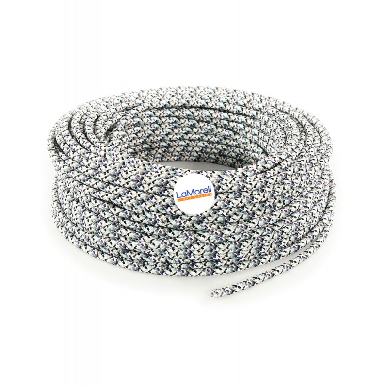 Round electric cable wrapped in ice fabric, pixel.