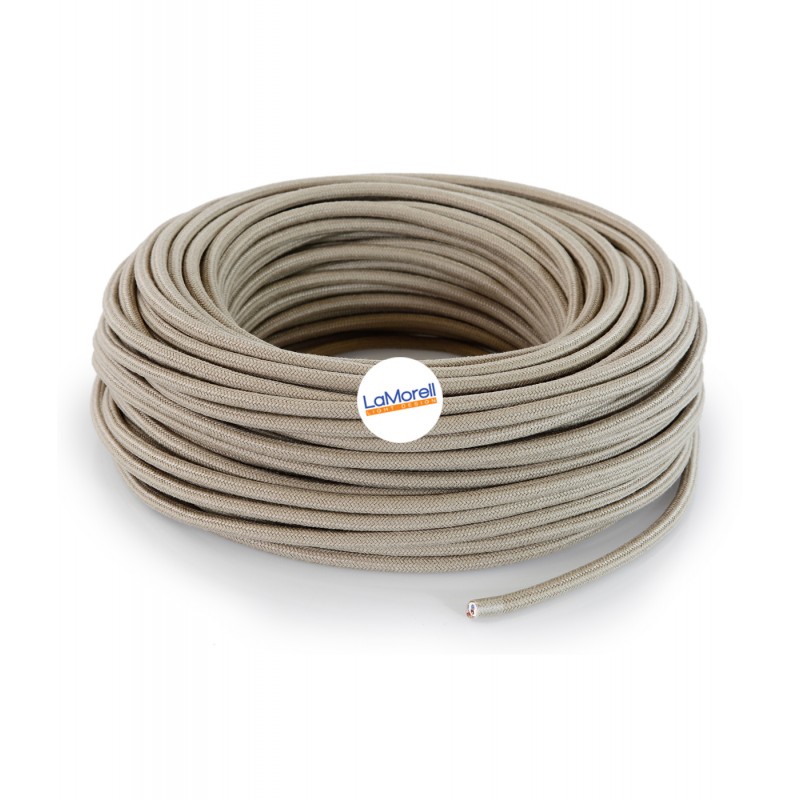 Round electric cable wrapped in sand cotton.