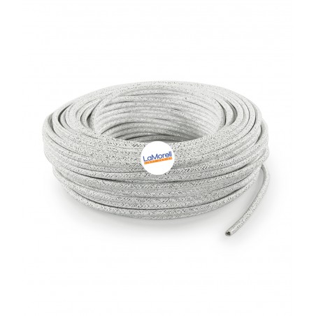 Câblage Abat-Jour avec câble textile rond Lamè Blanc