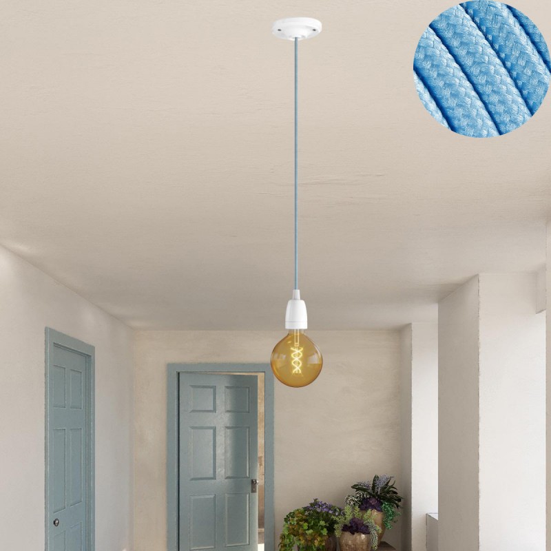 pendant lamp in porcelain with textile cable